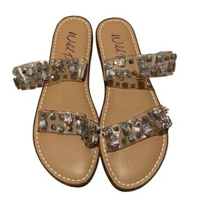 Wild Pair Ginnie Double Band Studded Slide Flats Size 10